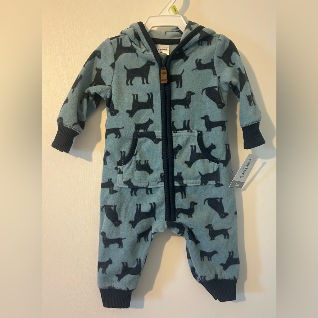 Carter's Blue And Black Dog Print Baby Pajamas